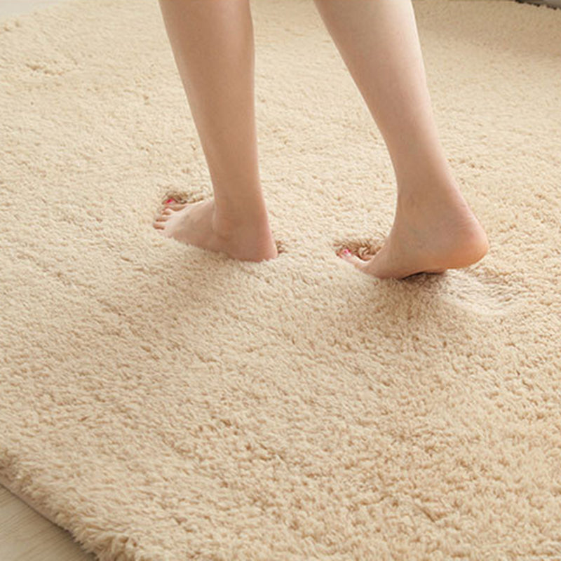 Camel Modern Rug Polyester Pure Color Indoor Rug Non-Slip Backing Rug for Living Room