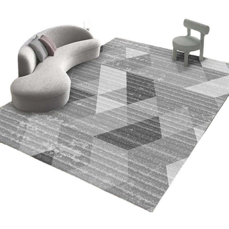 Modern Washable Carpet Geometric Contrast Panel Area Rug Polyester Carpet with Non-Slip Backing