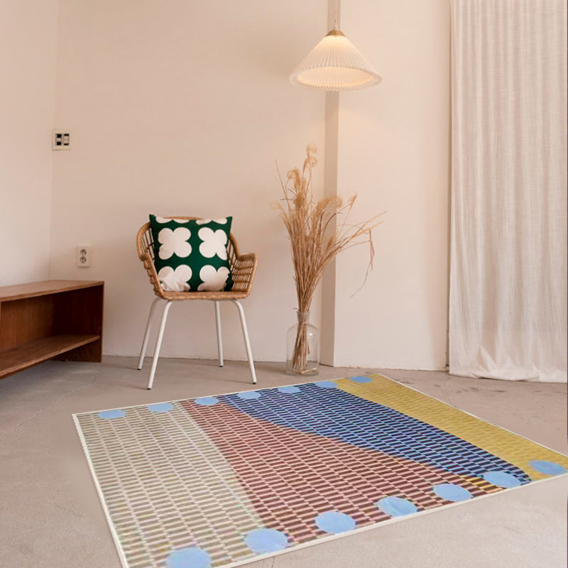 Colorful Modern Area Carpet Geometric Pattern Polyester Area Rug Easy Care Washable Rug for Bedroom