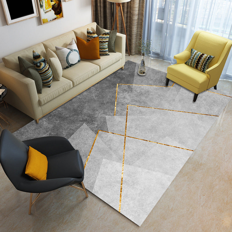 Classic Washable Rug Funky Geometric Carpet Polyster Living Room Area Rug with Non-Slip Backing