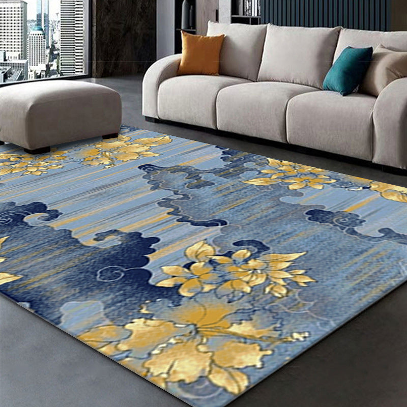 Gold Modern Carpet Polyester Graphic Carpet Non-Slip Backing Carpet Living Room