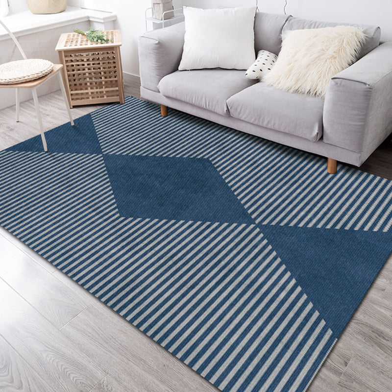 Brown Living Room Area Carpet Geometric Pattern Polyester Area Rug Stain Resistant Rug