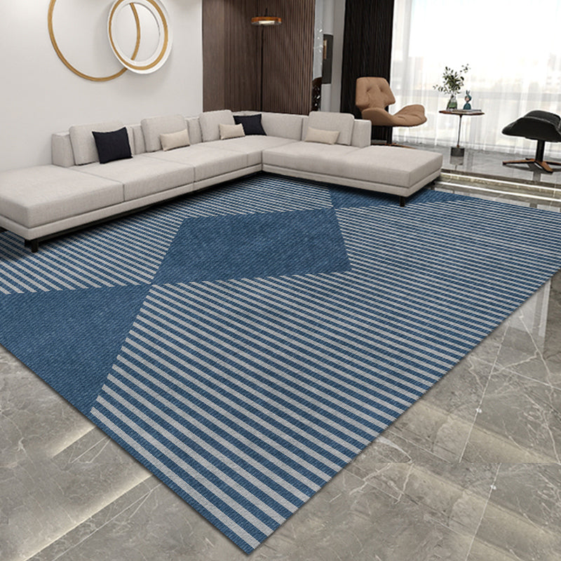 Brown Living Room Area Carpet Geometric Pattern Polyester Area Rug Stain Resistant Rug