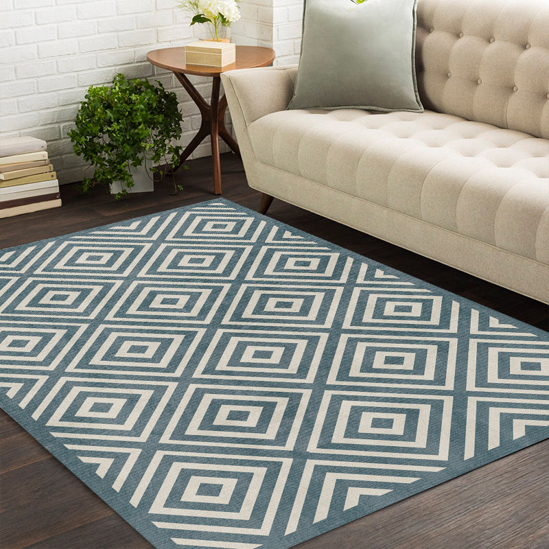 Brown Living Room Area Carpet Geometric Pattern Polyester Area Rug Stain Resistant Rug