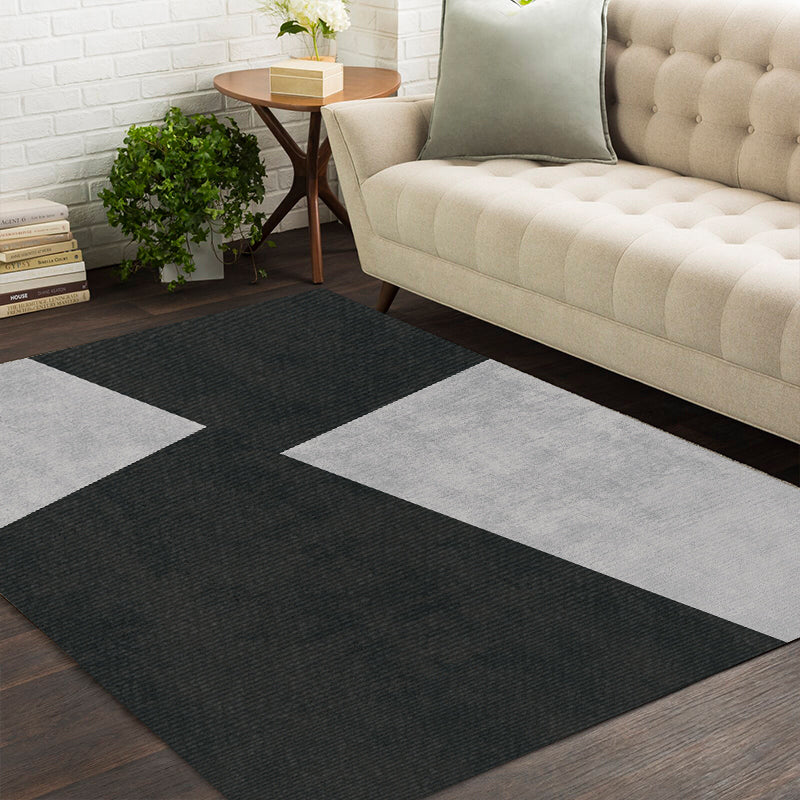 Brown Living Room Area Carpet Geometric Pattern Polyester Area Rug Stain Resistant Rug