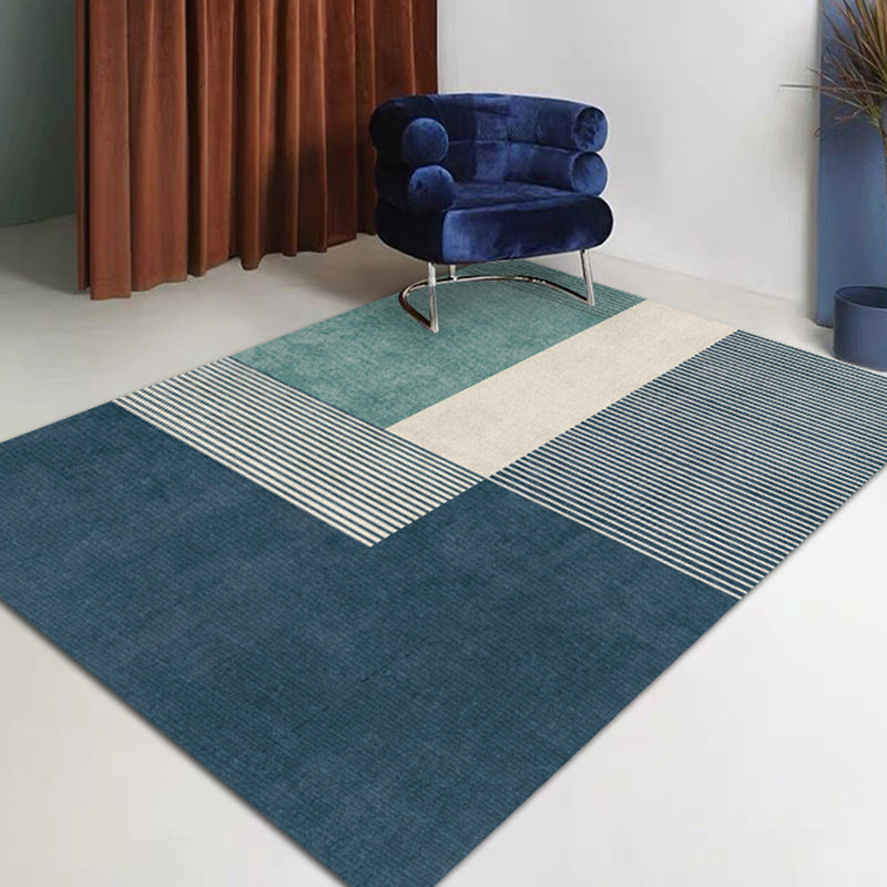 Tapis de zone moderne bleu bloc de couleur tapis de zone en Polyester tapis de support antidérapant pour la décoration intérieure