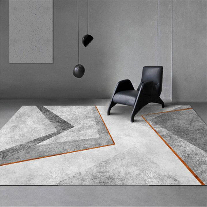 Simplicity Gray Tone Carpet Geometric Polyester Area Rug Stain Resistant Indoor Rug for Home Decor