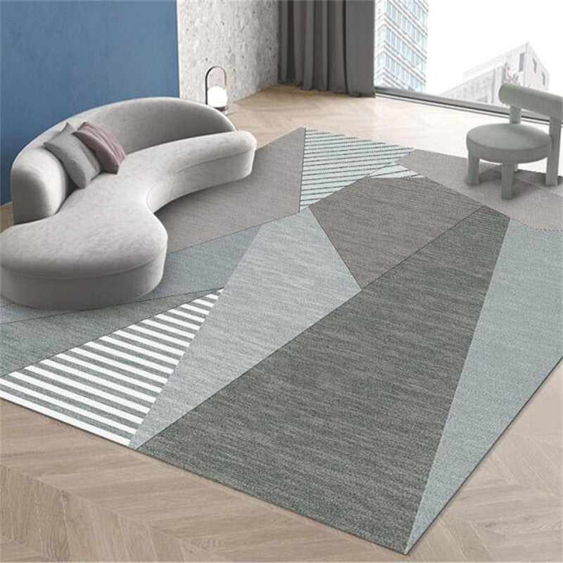 Simplicity Gray Tone Carpet Geometric Polyester Area Rug Stain Resistant Indoor Rug for Home Decor