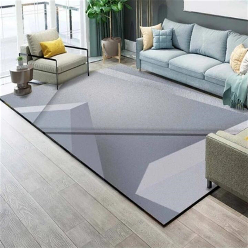 Simplicity Gray Tone Carpet Geometric Polyester Area Rug Stain Resistant Indoor Rug for Home Decor