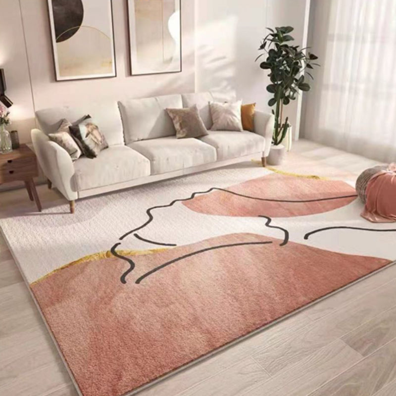 Pink Modern Carpet Polyester Color Block Carpet Washable Carpet for Home Decoration