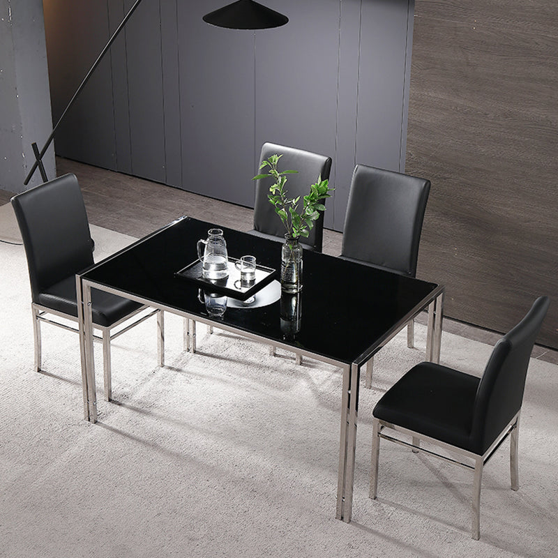 Contemporary Style Tempered Glass Top Dining Table 4 Legs Table for Dining Room