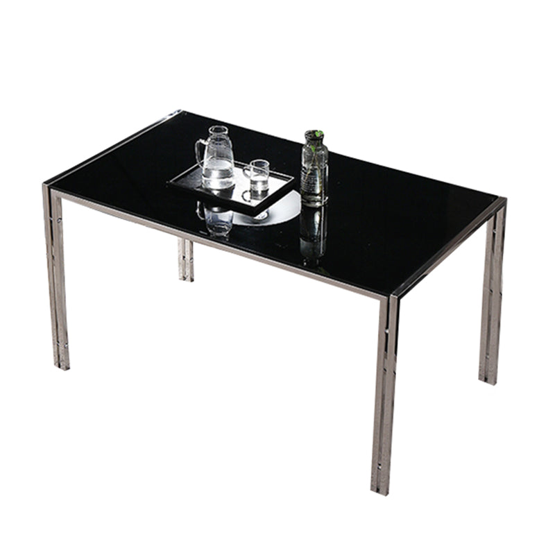 Contemporary Style Tempered Glass Top Dining Table 4 Legs Table for Dining Room