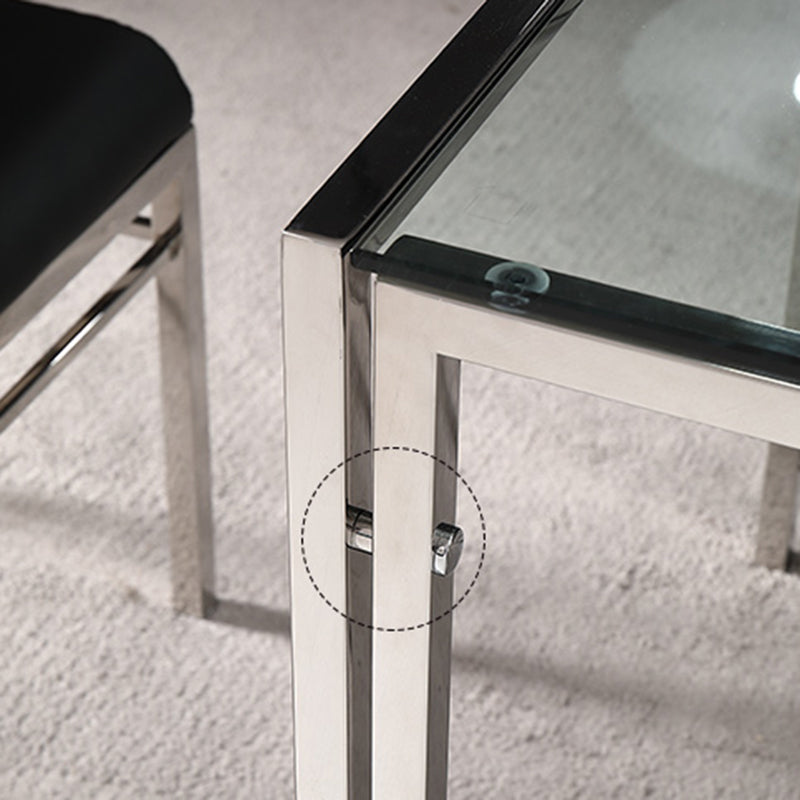 Contemporary Style Tempered Glass Top Dining Table 4 Legs Table for Dining Room