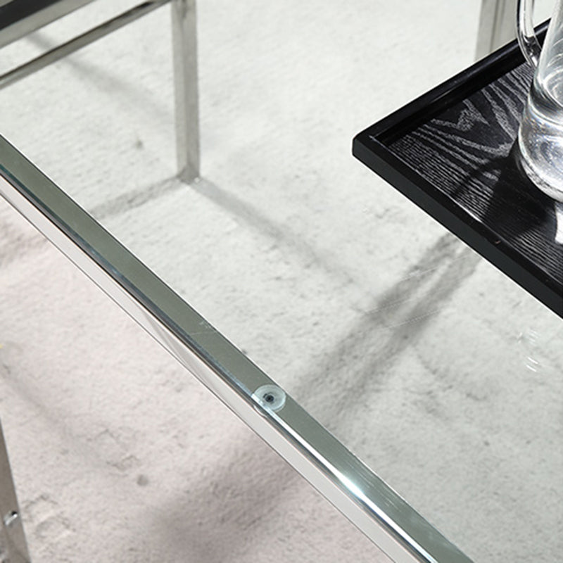 Contemporary Style Tempered Glass Top Dining Table 4 Legs Table for Dining Room