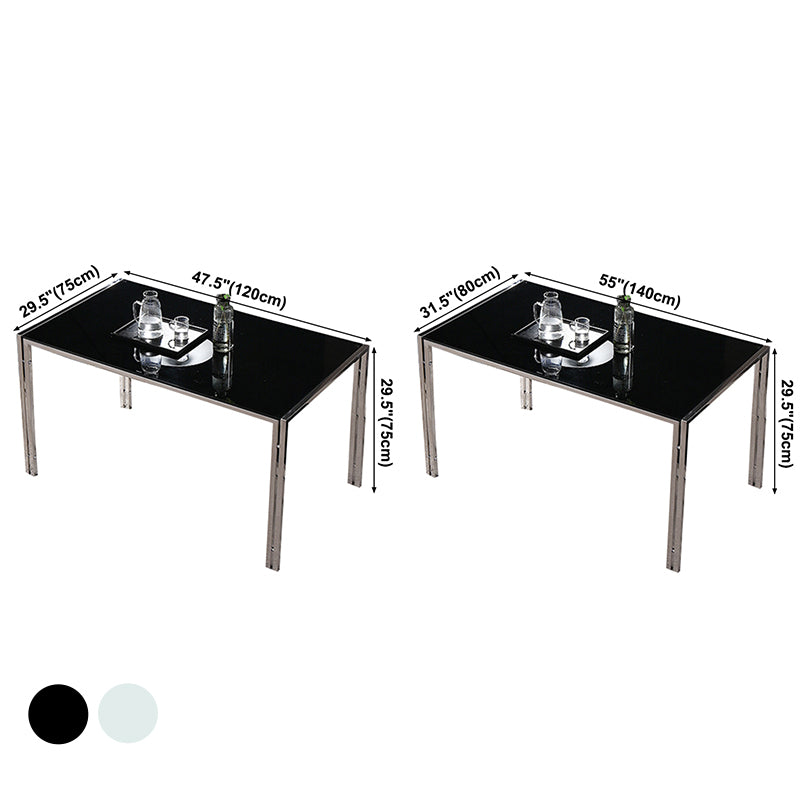 Contemporary Style Tempered Glass Top Dining Table 4 Legs Table for Dining Room