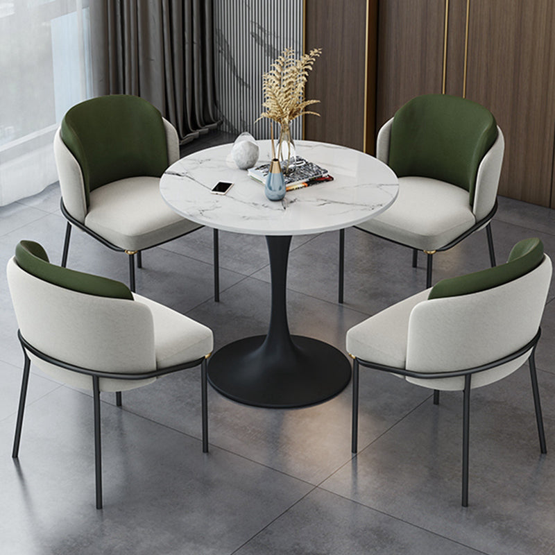 Ronde Tulponderstel Moderne Eettafel Wittint Vaste Tafel van Gesinterde Steen