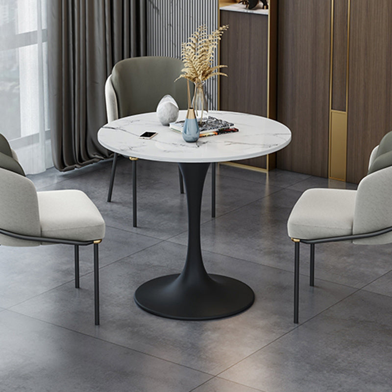 Ronde Tulponderstel Moderne Eettafel Wittint Vaste Tafel van Gesinterde Steen