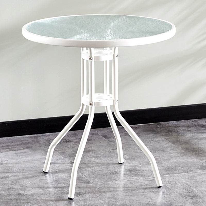 Round Shape Modern Style Dining Table Transparent Fixed Table of Glass