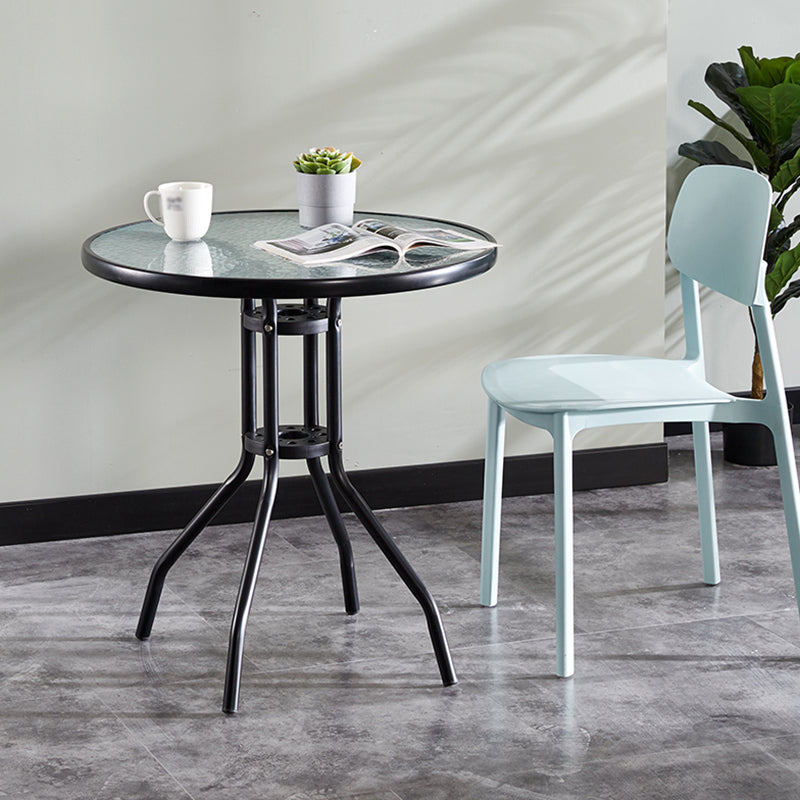 Round Shape Modern Style Dining Table Transparent Fixed Table of Glass