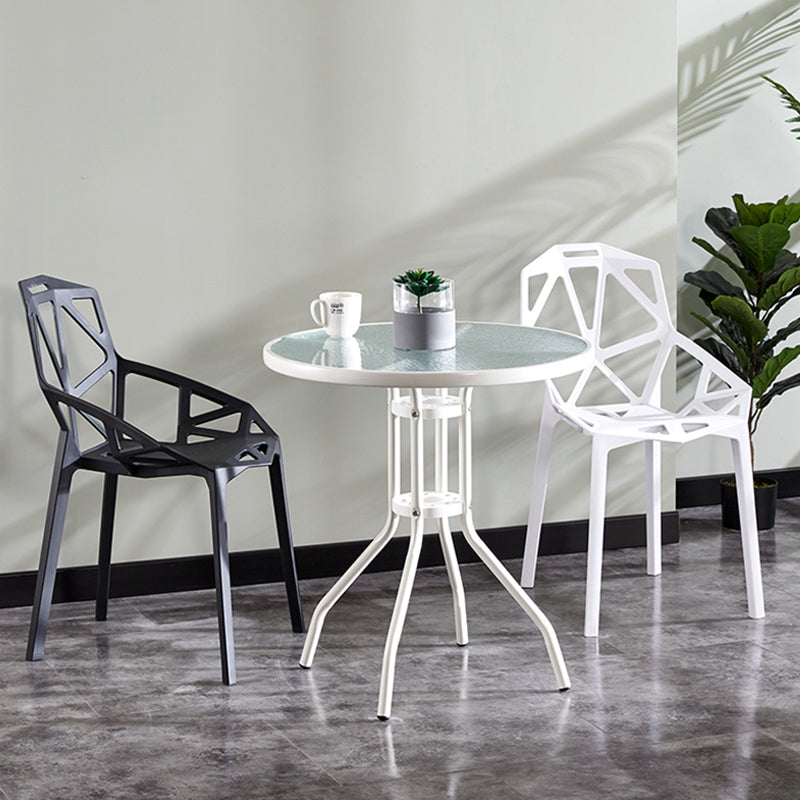 Round Shape Modern Style Dining Table Transparent Fixed Table of Glass
