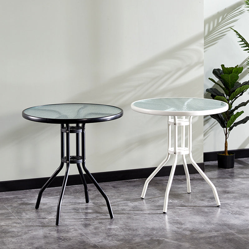 Round Shape Modern Style Dining Table Transparent Fixed Table of Glass