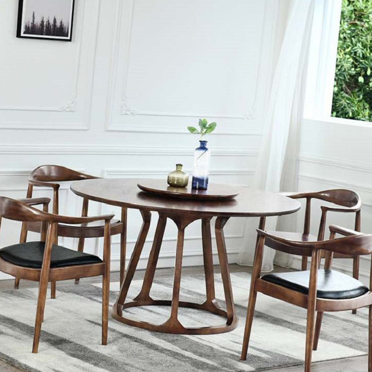 Table à manger en bois massif moderne table ronde marron avec base de piédestal pour la maison