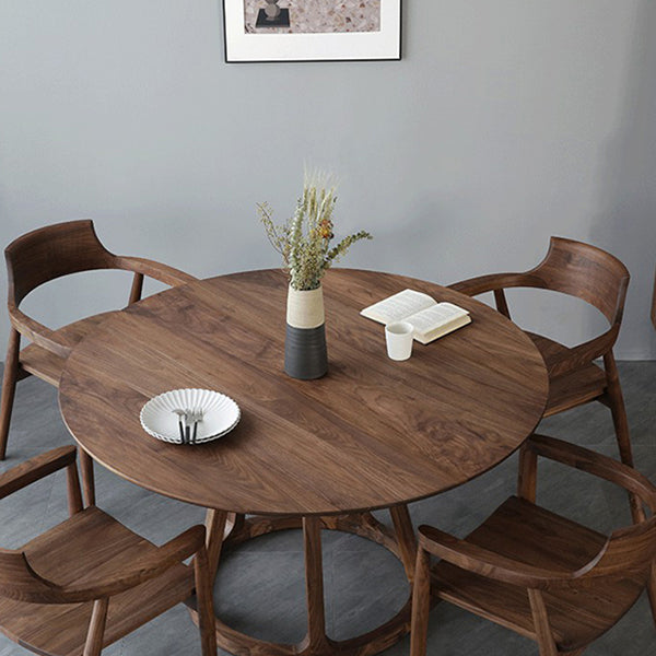 Table à manger en bois massif moderne table ronde marron avec base de piédestal pour la maison