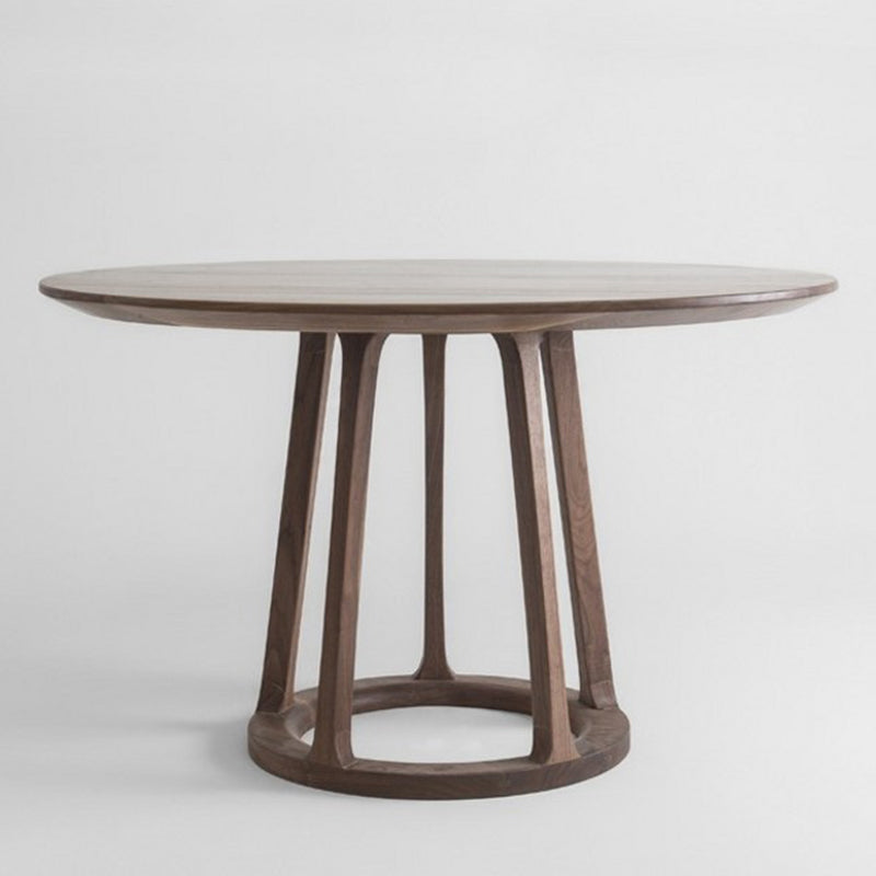 Mesa de comedor de madera maciza de estilo moderno Mesa redonda marrón con base de pedestal para el hogar