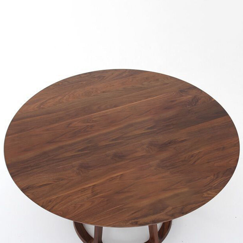 Mesa de comedor de madera maciza de estilo moderno Mesa redonda marrón con base de pedestal para el hogar