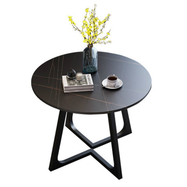 Moderner Stil Sintered Stone Esstisch runder Tisch mit doppelter Sockelbasis