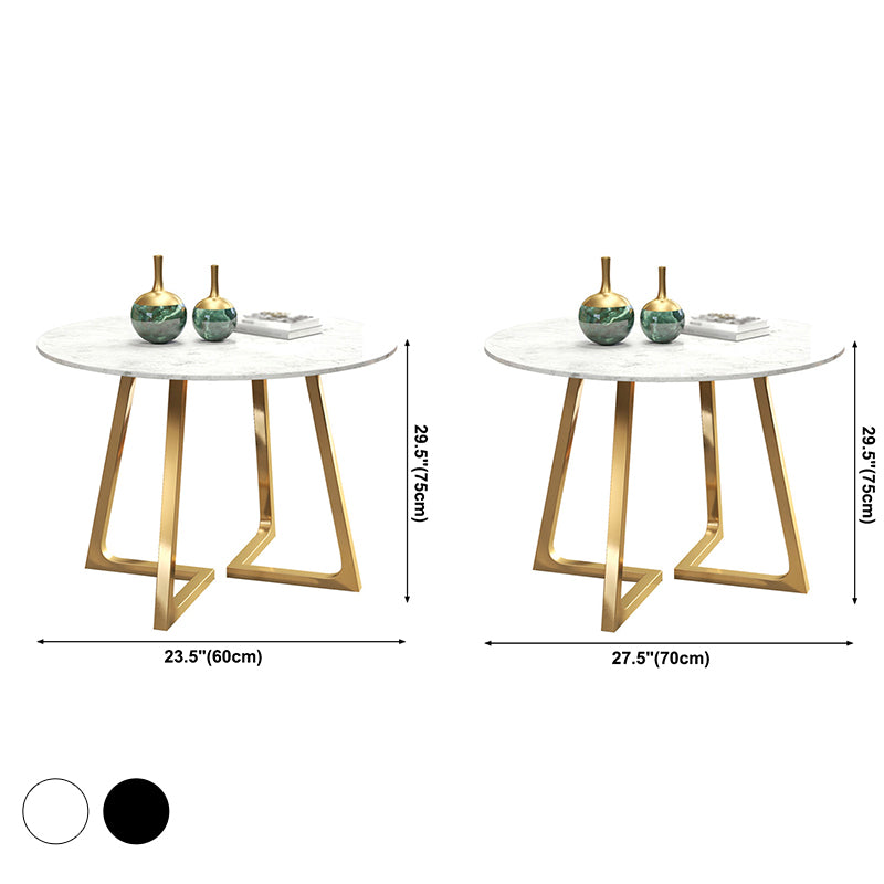 Moderner Stil Sintered Stone Esstisch runder Tisch mit doppelter Sockelbasis
