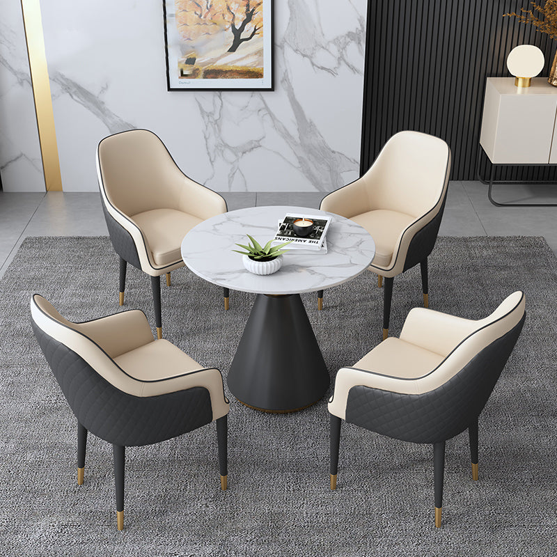 Moderne runde Form Küche Esstisch Sintered Stone Top Esstisch mit Sockelbasis
