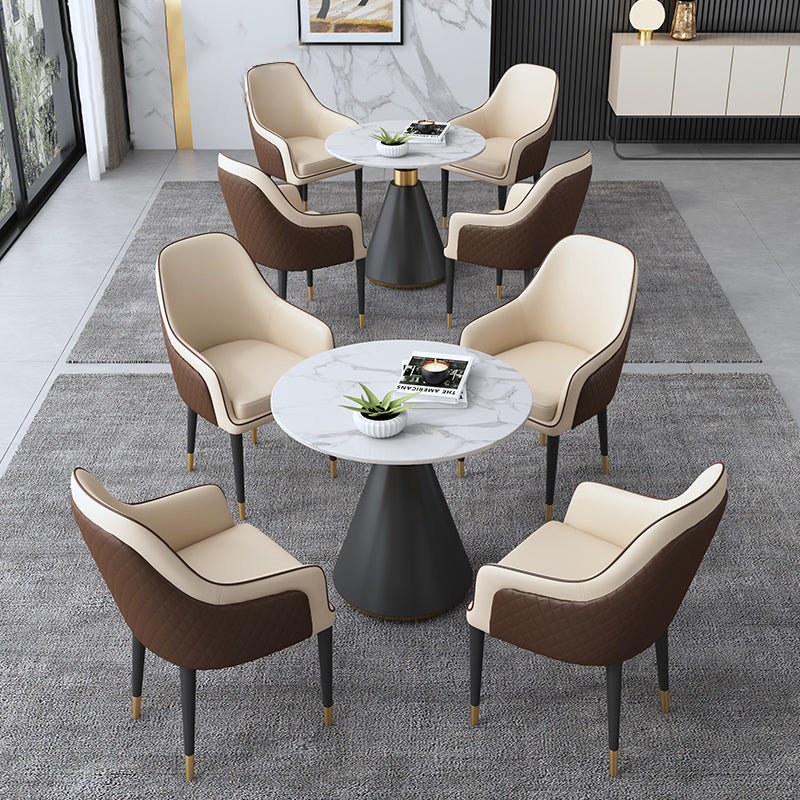 Moderne runde Form Küche Esstisch Sintered Stone Top Esstisch mit Sockelbasis