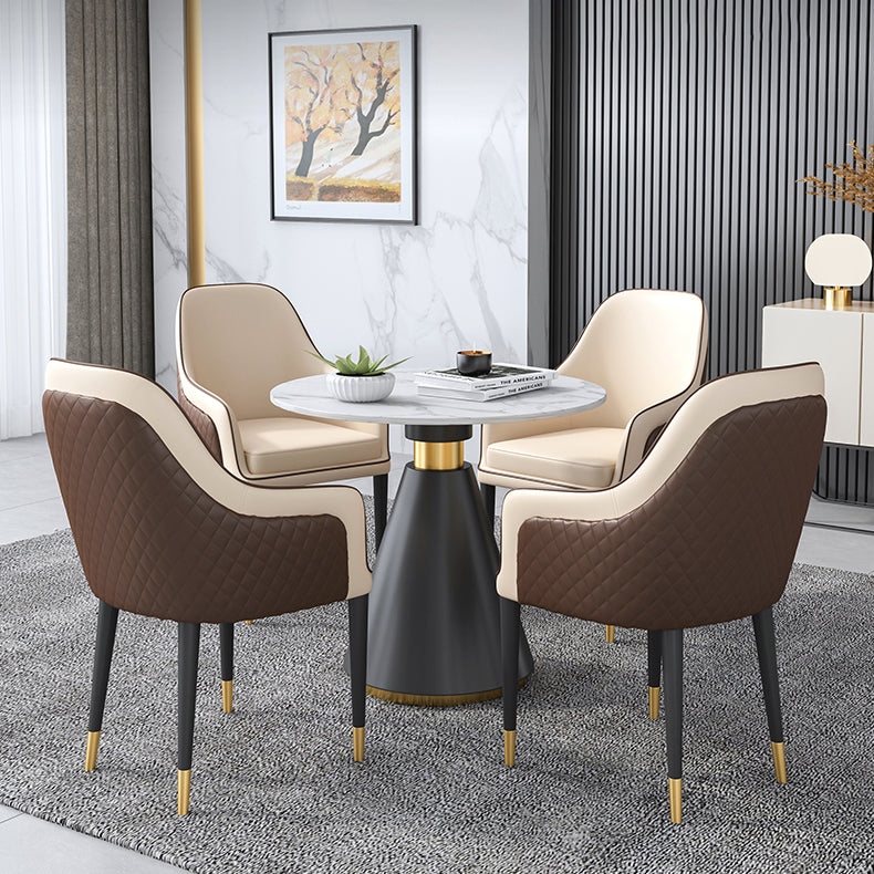 Moderne runde Form Küche Esstisch Sintered Stone Top Esstisch mit Sockelbasis