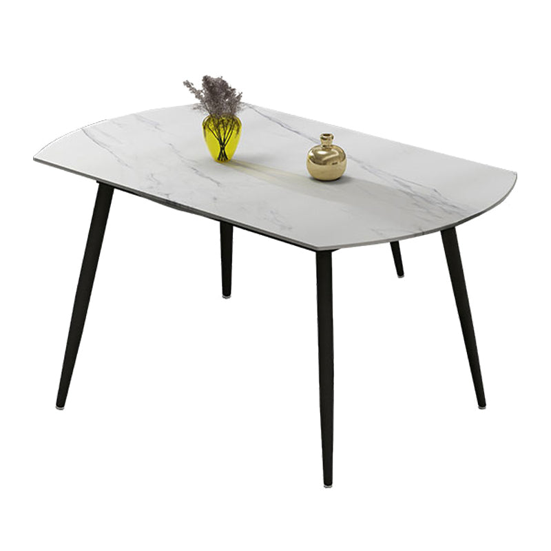Foldable Sintered Stone Top Dining Table Round Table with Metal Base and 4 Legs