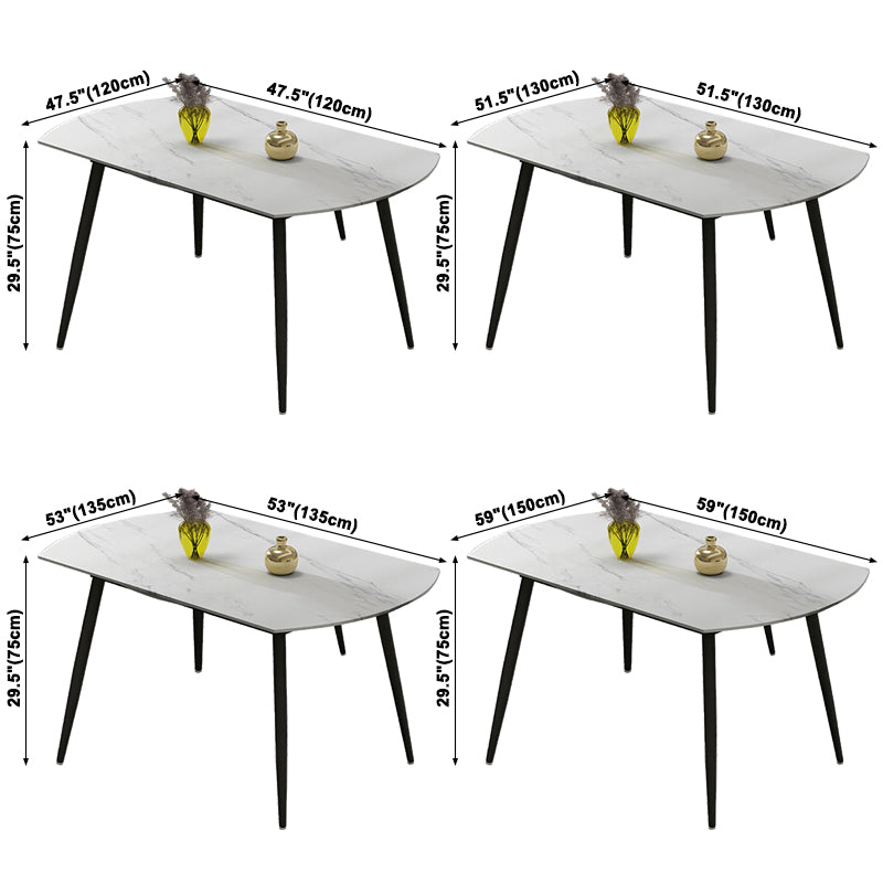 Foldable Sintered Stone Top Dining Table Round Table with Metal Base and 4 Legs
