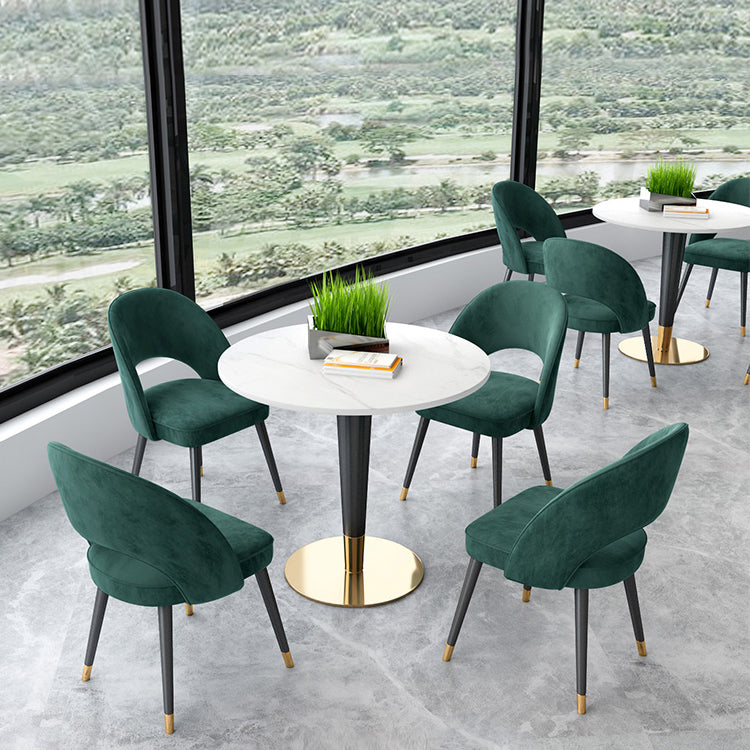Minimalist Sintered Stone White Dining Table Round Shape Dining Table with Pedestal Base