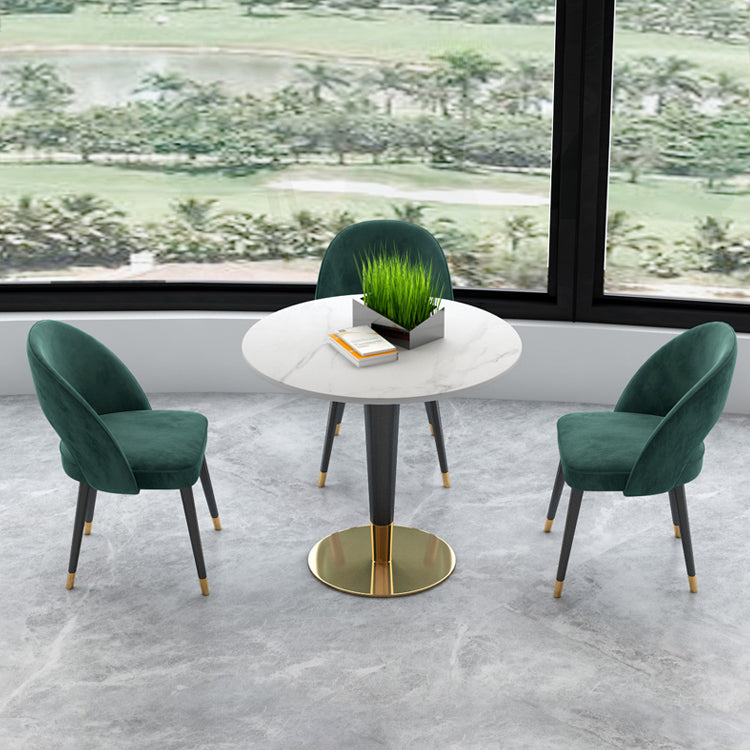 Minimalist Sintered Stone White Dining Table Round Shape Dining Table with Pedestal Base