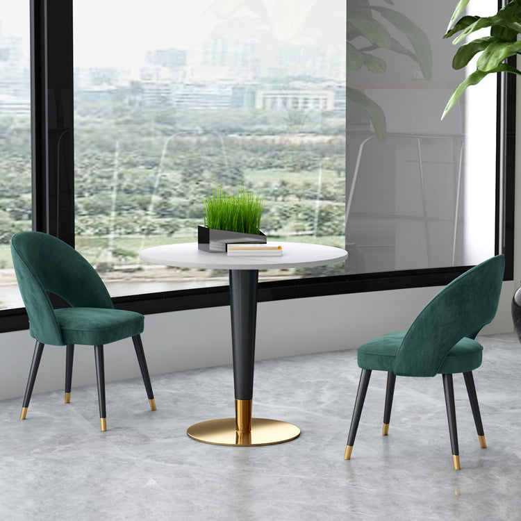 Minimalist Sintered Stone White Dining Table Round Shape Dining Table with Pedestal Base