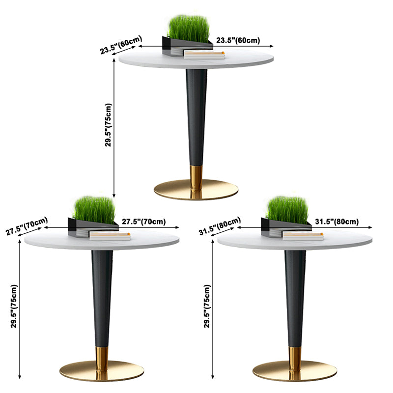 Minimalist Sintered Stone White Dining Table Round Shape Dining Table with Pedestal Base