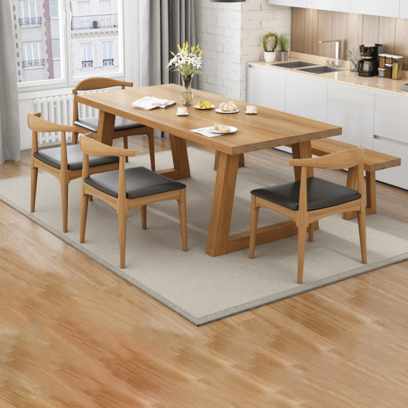 Tavolo da pranzo in legno in stile semplice in stile tavolo a forma di rettangolo con base a slitta