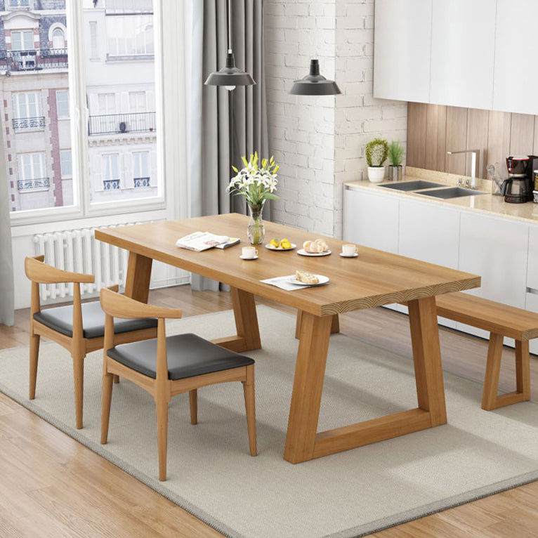 Tavolo da pranzo in legno in stile semplice in stile tavolo a forma di rettangolo con base a slitta