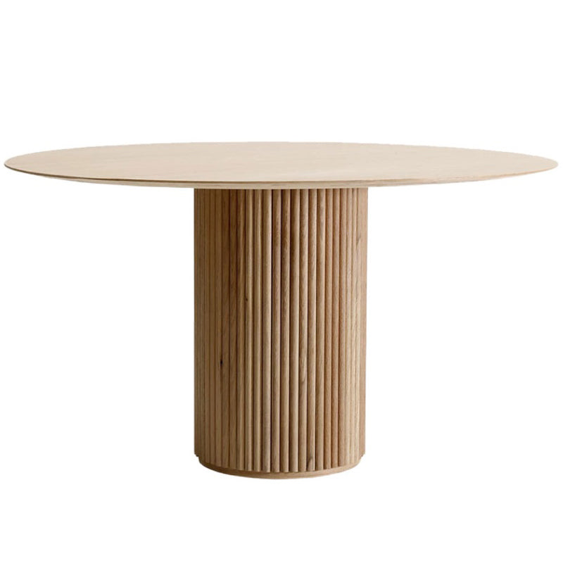 Contemporary Round Dining Table Ash Solid Wood Table with Pedestal Base for Home Kitchen Dinner