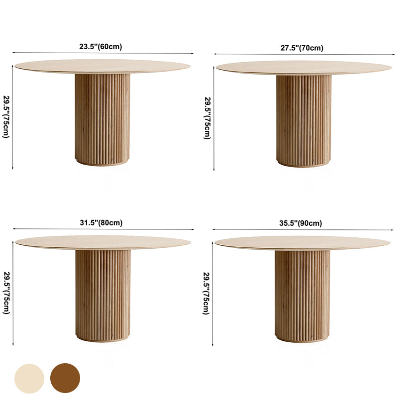 Contemporary Round Dining Table Ash Solid Wood Table with Pedestal Base for Home Kitchen Dinner
