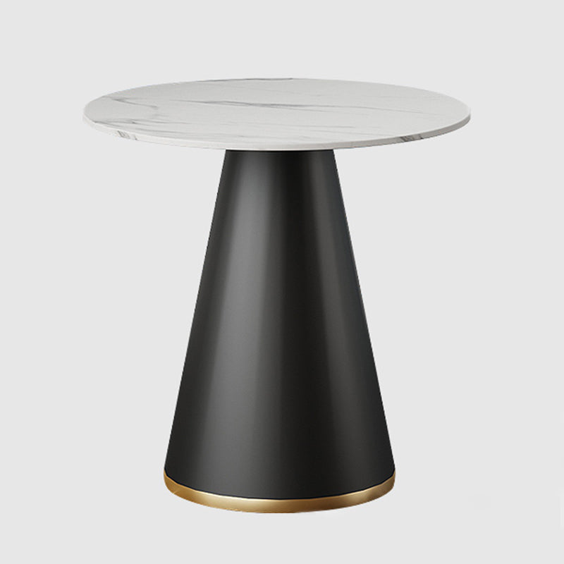 Round Table Dinette Table Contemporary Stone Dinner Room Table with Pedestal Base