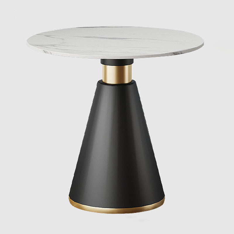 Round Table Dinette Table Contemporary Stone Dinner Room Table with Pedestal Base