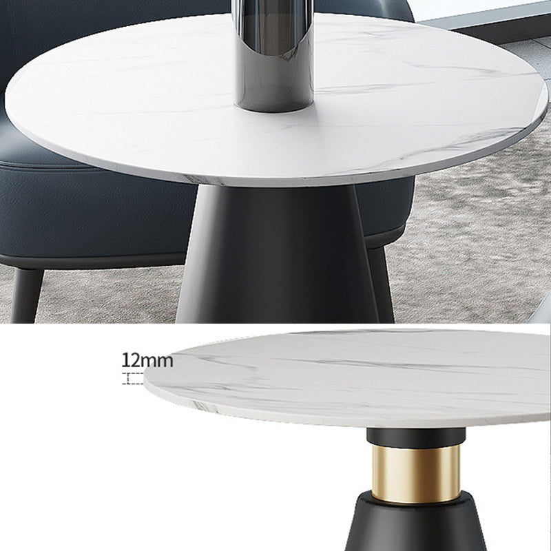 Round Table Dinette Table Contemporary Stone Dinner Room Table with Pedestal Base