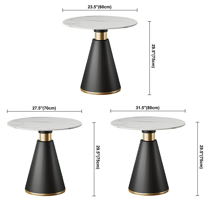 Round Table Dinette Table Contemporary Stone Dinner Room Table with Pedestal Base