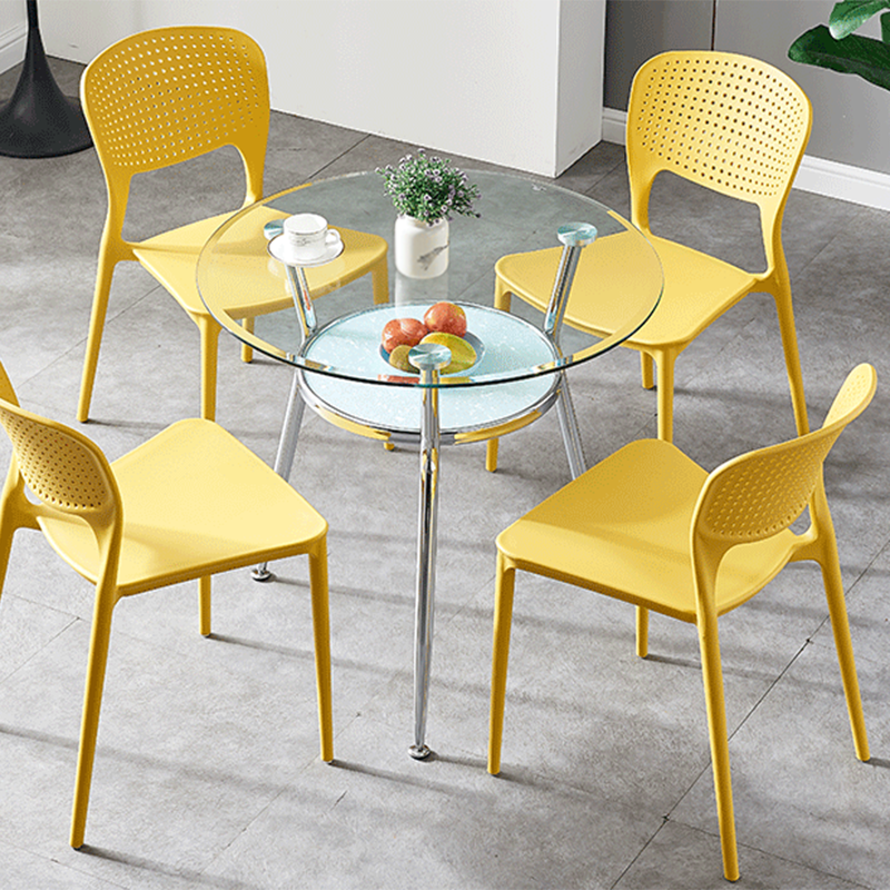 Runde transparente Esstischglas Tisch modern mit 3 Beinen Sockel
