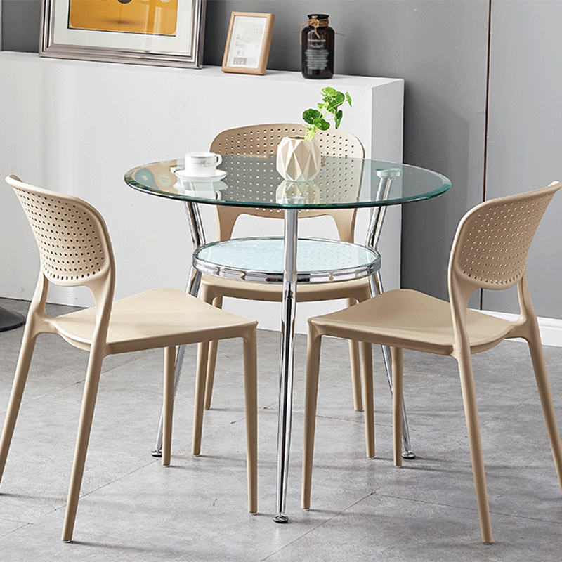 Runde transparente Esstischglas Tisch modern mit 3 Beinen Sockel
